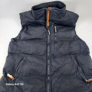 Superdry Professional The Windhiker Puffer Vest Black Orange MS5JZ007 Mens L